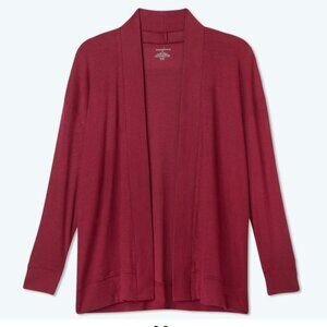 Summersalt Softest‎ Ribbed Cardigan Sweater Women Medium Red Maroon Open Front